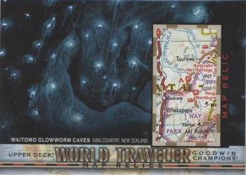 2018 Upper Deck Goodwin Champions - World Traveler Map Relics #WT-147 Waitomo Glowworm Caves/ New Zealand Front
