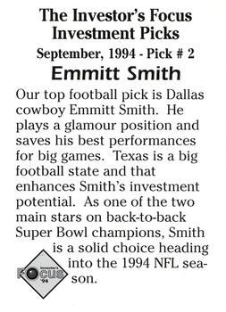 1994 Investor's Focus Investment Picks (unlicensed) #2 Emmitt Smith Back