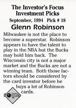 1994 Investor's Focus Investment Picks (unlicensed) #18 Glenn Robinson Back