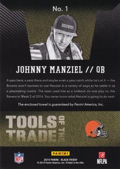 2014 Panini Black Friday - Tools of the Trade Towel Football Cracked Ice #1 Johnny Manziel Back