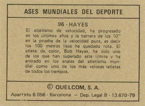 1979 Quelcom Ases Mundiales Del Deporte #96 Bob Hayes Back