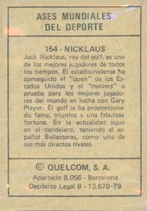 1979 Quelcom Ases Mundiales Del Deporte #154 Jack Nicklaus Back