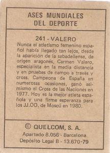 1979 Quelcom Ases Mundiales Del Deporte #241 Carmen Valero Back