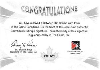 2011 In The Game Canadiana - Between the Seams White #BTSEC Emmanuelle Chriqui Back