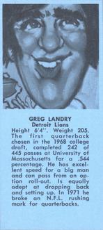 1973 Little Caesars Sports Calendar #NNO Greg Landry Front