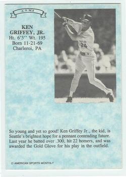 1991 American Sports Monthly (unlicensed) #A.S.M.8 Ken Griffey Jr. Back