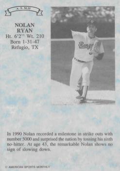 1991 American Sports Monthly (unlicensed) #A.S.M.15 Nolan Ryan Back