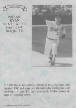 1991 American Sports Monthly (unlicensed) #A.S.M.17 Nolan Ryan Back