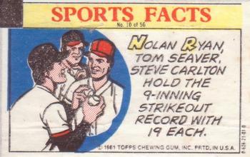 1981 Topps Thirst Break #10 Nolan Ryan / Tom Seaver / Steve Carlton Front