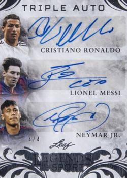 2015 Leaf Legends of Sport - Triple Autographs #TA-01 Cristiano Ronaldo / Lionel Messi / Neymar Jr. Front