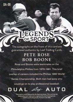 2015 Leaf Legends of Sport - Dual Autographs Silver Foil #DA-08 Pete Rose / Bob Boone Back