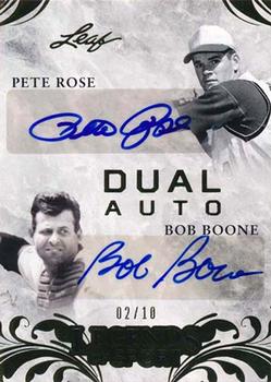 2015 Leaf Legends of Sport - Dual Autographs Gold Foil #DA-08 Pete Rose / Bob Boone Front