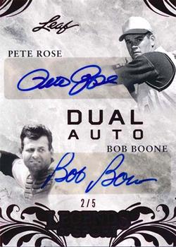 2015 Leaf Legends of Sport - Dual Autographs Red Foil #DA-08 Pete Rose / Bob Boone Front