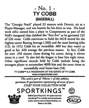 2018 Sportkings - Mini #1 Ty Cobb Back
