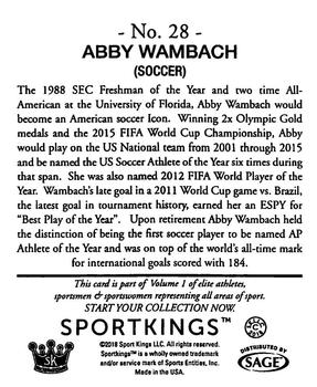 2018 Sportkings - Mini #28 Abby Wambach Back
