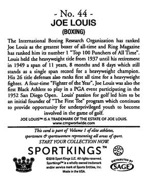 2018 Sportkings - Mini #44 Joe Louis Back