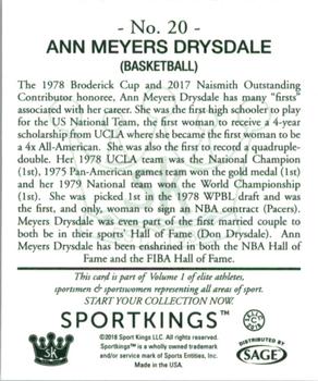 2018 Sportkings - Hobby Mini #20 Ann Meyers Drysdale Back