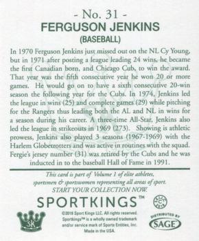 2018 Sportkings - Hobby Mini #31 Ferguson Jenkins Back