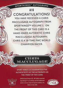 2018 Sportkings - Autographs Red #A16 Chris MacClugage Back