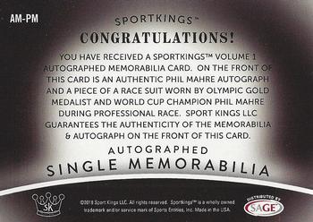 2018 Sportkings - Autographed Memorabilia #AM-PM Phil Mahre Back