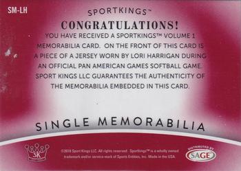 2018 Sportkings - Single Memorabilia Red #SM-LH Lori Harrigan Back
