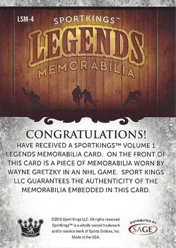 2018 Sportkings - Legends Memorabilia #LSM-4 Wayne Gretzky Back