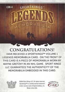 2018 Sportkings - Legends Memorabilia Silver #LSM-4 Wayne Gretzky Back