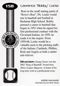2006 Mid Mon Valley All Sports Hall of Fame #158 Bobby Locke Back