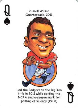 2013 Hero Decks Wisconsin Badgers Basketball & Football Heroes Playing Cards #Q♠ Russell Wilson Front
