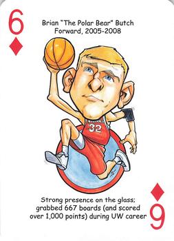2013 Hero Decks Wisconsin Badgers Basketball & Football Heroes Playing Cards #6♦ Brian Butch Front