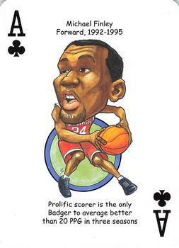2013 Hero Decks Wisconsin Badgers Basketball & Football Heroes Playing Cards #A♣ Michael Finley Front