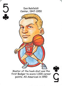 2013 Hero Decks Wisconsin Badgers Basketball & Football Heroes Playing Cards #5♣ Don Rehfeldt Front
