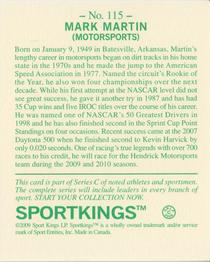2009 Sportkings Series C - Mini #115 Mark Martin Back