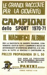 1970 Panini Campioni Dello Sport #51 Nino Vaccarella Back