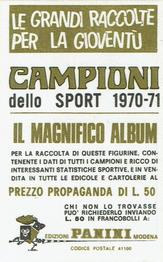 1970 Panini Campioni Dello Sport #56 Mario Andretti Back