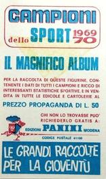 1969 Panini Campioni Dello Sport #103 Leonardo Masu Back