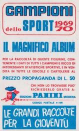 1969 Panini Campioni Dello Sport #117 Mario Andretti Back