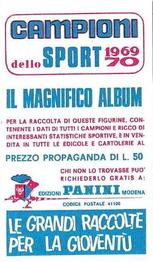 1969 Panini Campioni Dello Sport #345 Carmelo Bossi Back