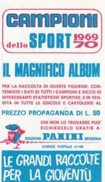 1969 Panini Campioni Dello Sport #359 Jean Josselin Back
