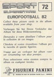 1981 Panini Sport Superstars (Eurofootball 82) Stickers #72 Jim Watt Back