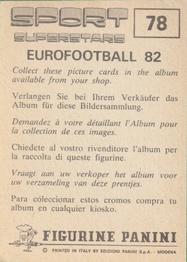 1981 Panini Sport Superstars (Eurofootball 82) Stickers #78 Salvador Sanchez Back