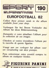 1981 Panini Sport Superstars (Eurofootball 82) Stickers #190 Steve Archibald Back