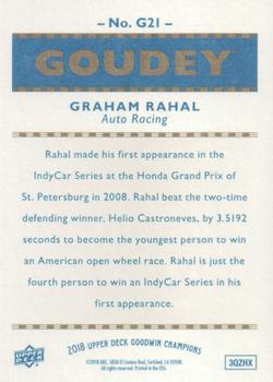 2018 Upper Deck Goodwin Champions - Goudey Royal Blue #G21 Graham Rahal Back