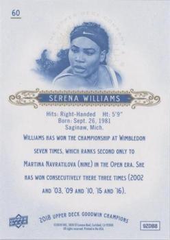 2018 Upper Deck Goodwin Champions - Royal Blue #60 Serena Williams Back