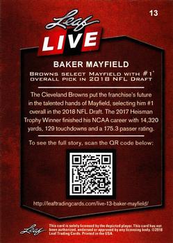 2016-19 Leaf Live #13 Baker Mayfield Back