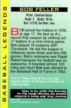 1998 Sports Illustrated for Kids - Baseball Legends #NNO Bob Feller Back