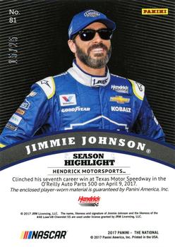 2017 Panini National Convention VIP - Blue Mosaic Prizm Relics #81 Jimmie Johnson Back