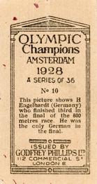 1928 Godfrey Phillips Olympic Champions Amsterdam #10 Hermann Engelhard Back