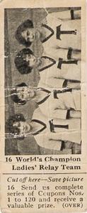 1924-25 Dominion Chocolate Athletic Stars (V31) #16 World's Champion Ladies' Relay Team Front