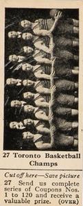 1924-25 Dominion Chocolate Athletic Stars (V31) #27 Toronto Basketball Champs Front